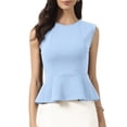thumbnail image 2 of INSPIRE CHIC Peplum Vest for Women's Elegant Sleeveless Crew Neck Flared Hem Work Office Tank Tops XL Grey Blue, 2 of 6