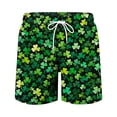 thumbnail image 6 of Riecok Holiday Shorts for Men St Patrick's Day Elastic Waist Drawstring Shorts Clover Printed Beach Vacation Clothes, 6 of 6