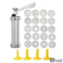 Stainless Steel Cookie Press Gun Set With 20 Designs Discs & 4 Nozzles, For Baking Decorating - Easy Squeeze DIY Cookie, Biscuit Maker Tool,20pcs Discs,N