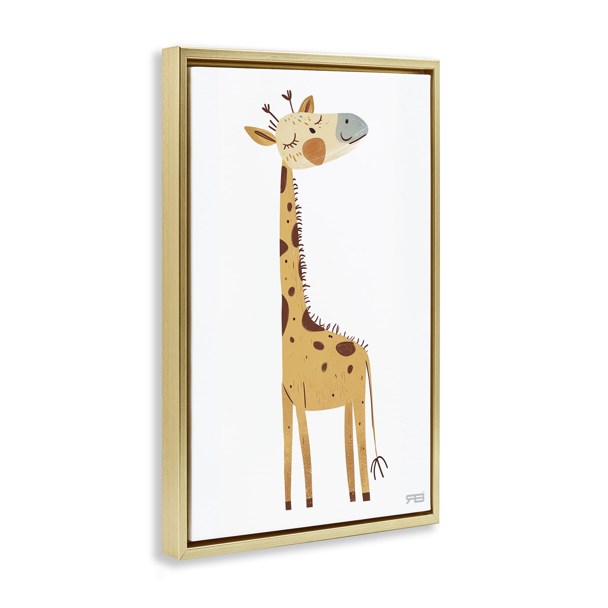 Stupell Industries Happy Giraffe Winking Animals & Insects Painting Gold Floater Framed Art Print Wall Art, 17 x 25