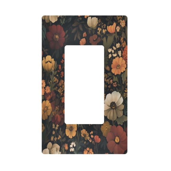 Yayeee Rocker Switch Wall Plate 1-Gang 4.6"x2.9" Home Decorative Outlet Cover, Dark Floral Pattern