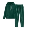 thumbnail image 3 of Blekii Women's Solid Color Hoodie And Sweatpants Set, Matching Long Sleeve Top & Bottoms, Casual Loungewear for Home Or Gym, Soft French Terry Fabric, Comfortable Two-Piece Outfit, 3 of 10