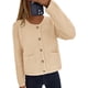 thumbnail image 4 of Suéter PRETTYGARDEN Beige Grande de Punto con Botones y Cardigan, 4 of 8