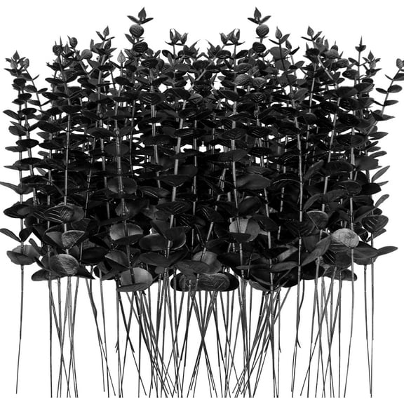 72Pcs Artificial Eucalyptus Stems Black Eucalyptus Leaves for vase Black Artificial Flowers for Black Halloween Branches Decor Wedding Bouquet Centerpiece Floral Arrangement Home Decoration