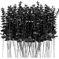72Pcs Artificial Eucalyptus Stems Black Eucalyptus Leaves for vase Black Artificial Flowers for Black Halloween Branches Decor Wedding Bouquet Centerpiece Floral Arrangement Home Decoration