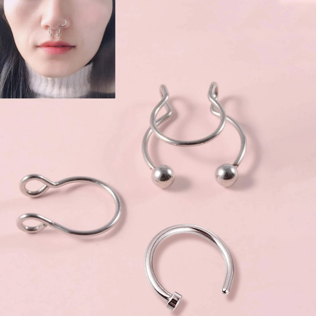Leaveforme Non Piercing Magnetic Septum Nose Ring for Women Stainless Steel  Hoop Reusable Fake Nose Jewelry - Walmart.com