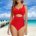 thumbnail image 2 of MSJUHEG Strapless Bathing Suits,Monokini Swimsuits for Women,Full Coverage Slimming Swimwear,Push Up Swimwear,Womens One Piece Swimsuits,Swimsuits for Women 2025,High Waisted Bathing Suit Red M, 2 of 5