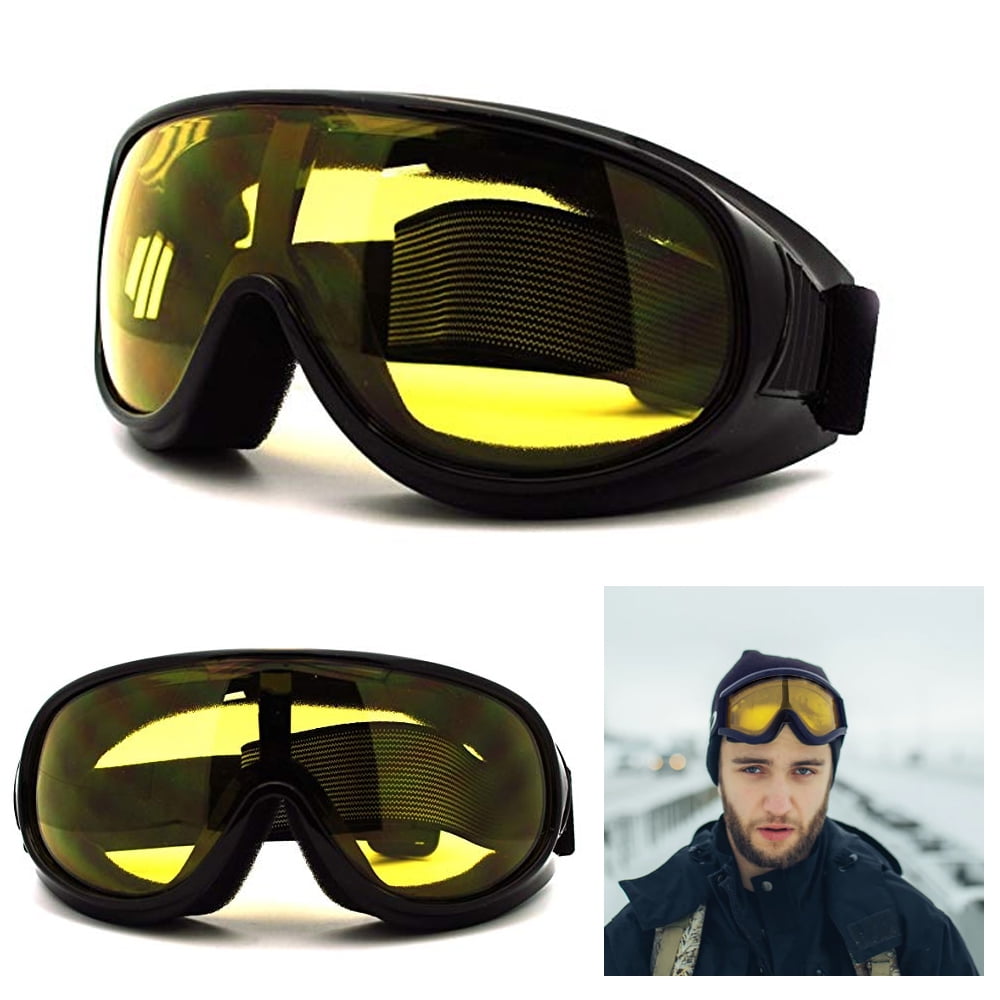 New Ski Snowboard Glasses Skiing Sun Goggle Sports Moto Racer Frame Yellow Lens by Asia Pacific
