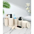 thumbnail image 2 of Beige 6-Piece Bathroom Organizer Set - Foaming Soap Dispenser, Toothbrush Holder, Qtip Holder & Vanity Tray, 2 of 4