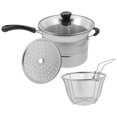 thumbnail image 1 of OUNONA 1 Set Multi Functional Cooking Pot Frying for Home Use with Strainer Basket Silver, 1 of 8