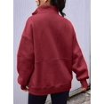 thumbnail image 5 of Sweatshirt for Women Fall Half Zip Pullover Oversized Fleece Mock Neck Hoodies Fashion Outfits Winter Clothing Red S, 5 of 6