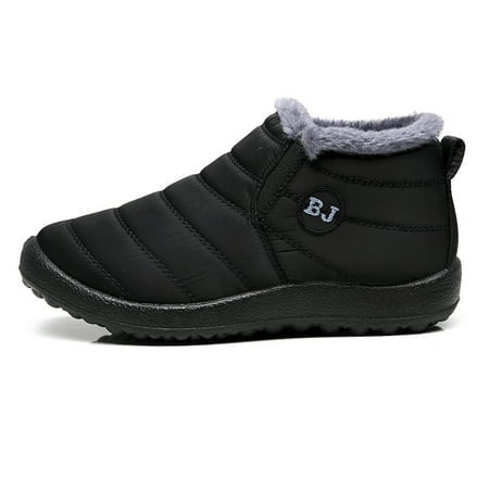 

Mens Womens Winter Warm Lined Snow Ankle Boots Fur Lined Slip On Outdoor Shoes
