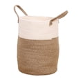 thumbnail image 2 of Cesta de cuerda de algodón Cesta de juguete con asa Cesta de manta tejida de apertura grande para baño, sala de juegos, , dormitorio, marrón blanco, 2 of 9