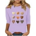 thumbnail image 1 of T-Shirts pour Femmes, Chemisiers pour Femmes, T-Shirt Imprimé de Mode pour Femmes à Manches 3/4 Blouse à Col Rond Décontractée, Blouse pour Femmes, Chemisiers pour Femmes à Manches 3/4, 1 of 3