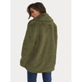 thumbnail image 4 of Women Winter Coats Lapel Faux Fur Jackets Open Front Mid-Long Cardigan Coat Casual Warm Outwear Jackets Green S, 4 of 7