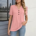 thumbnail image 3 of Lixiuxyad Women Basic Tee Women's Shirts Stylish Women's T Shirts Casual Women’s Button Up Short Sleeve Tops Versatile Wear For All Occasions Wardrobe Addition,Pink, 3 of 6