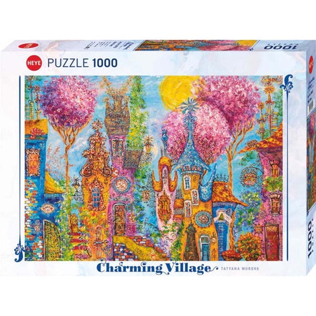 Rompecabezas Charming Villages: Arboles Rosas 1000 Piezas Heye