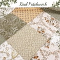 thumbnail image 3 of Cozy Line Grace Sage Real Floral Patchwork 100% Cotton Quilt Set, Twin Set, 3 of 6