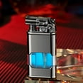 thumbnail image 3 of Windproof Lighter, Vintage Lighter with Watch, Jet Torch/Soft Flame Switchable Lighter, Cool Lighter with Adjustable Flame Dial, Butane Refillable for Men/Husband (Black,Fuel Not Included), 3 of 5