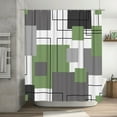 thumbnail image 2 of HVEST Abstract Geometric Shower Curtain, Green and White Line Bathroom Curtain Modern Geometric Fabric Decor Curtain with Hooks, 60X72 inch, 2 of 6