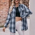 thumbnail image 2 of BYHONG Long Sleeve Shirts for Women Autumn Button Down Plaid Shirts Blue XXL, 2 of 9