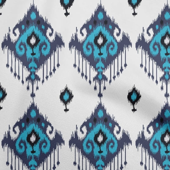 oneOone Polyester Spandex Blue Fabric Asian Ikat Sewing Craft Projects Fabric Prints By Yard 56 Inch Wide