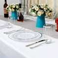 thumbnail image 3 of I00000 102pcs Silver Plastic Plates, Disposable Plastic Party Plates with White Silver Rim Heavy Duty Fancy Wedding Party Plates Include 51 Dinner Plates 10.25" and 51 Dessert Appetizer Plates 7.5", 3 of 6
