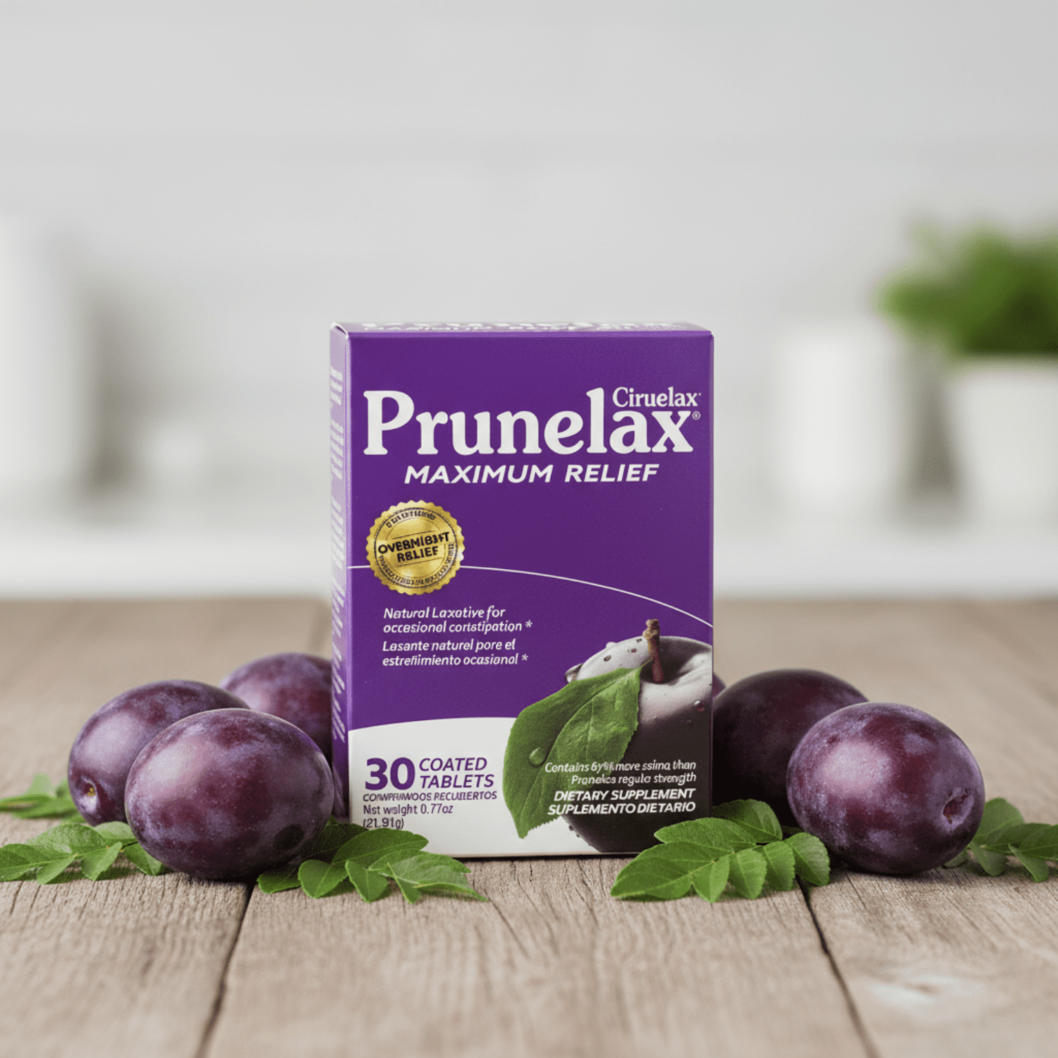 (3 pack) Prunelax Natural Senna Extract Maximum Relief Laxative for Occasional Constipation, 30 Tablets