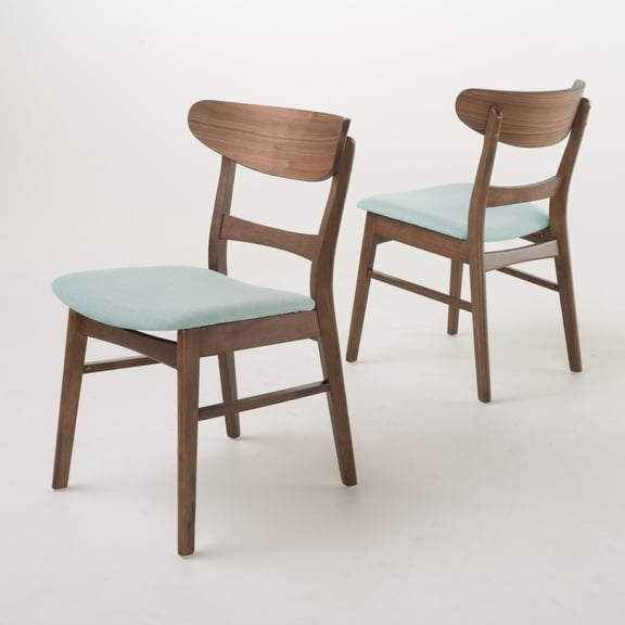 Set of 2 Mid-Century Solid Wood Chairs with Comfy Cushions