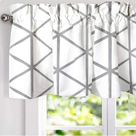 - DriftAway Raymond Geometric Triangle Trellis Pattern Lined Thermal Insulated Energy Saving Window Curtain Valance for Living Room, 2 Layer, Rod Pocket, 52