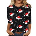 thumbnail image 2 of Ichuanyi liquidación de la moda femenina de la moda holgada 3/4 mangas blusa redonda de cuello redondo ICHUANYI WER202308212161, 2 of 4