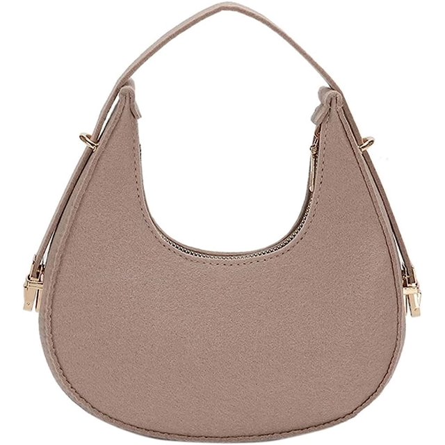 LHSHID Women’s Small Shoulder Bag Felt Soft Top Handle Y2k Underarm Bag Medium Tote Cute Dumpling Bag