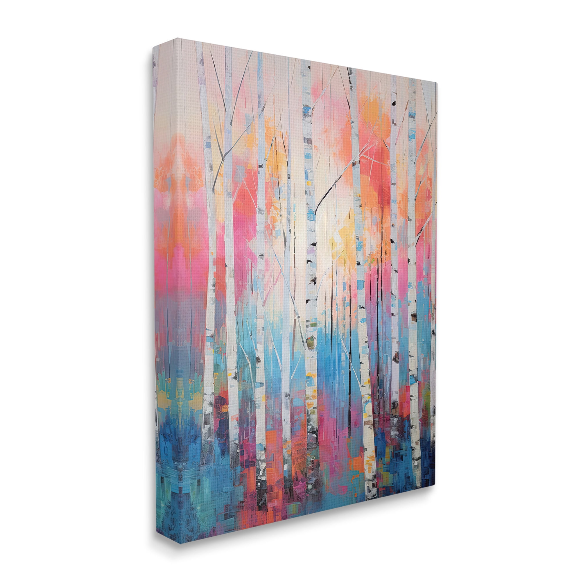 Stupell Industries Modern Hue Birch Forest Landscape Painting Gallery Wrapped Canvas Art Print Wall Art, 16 x 20