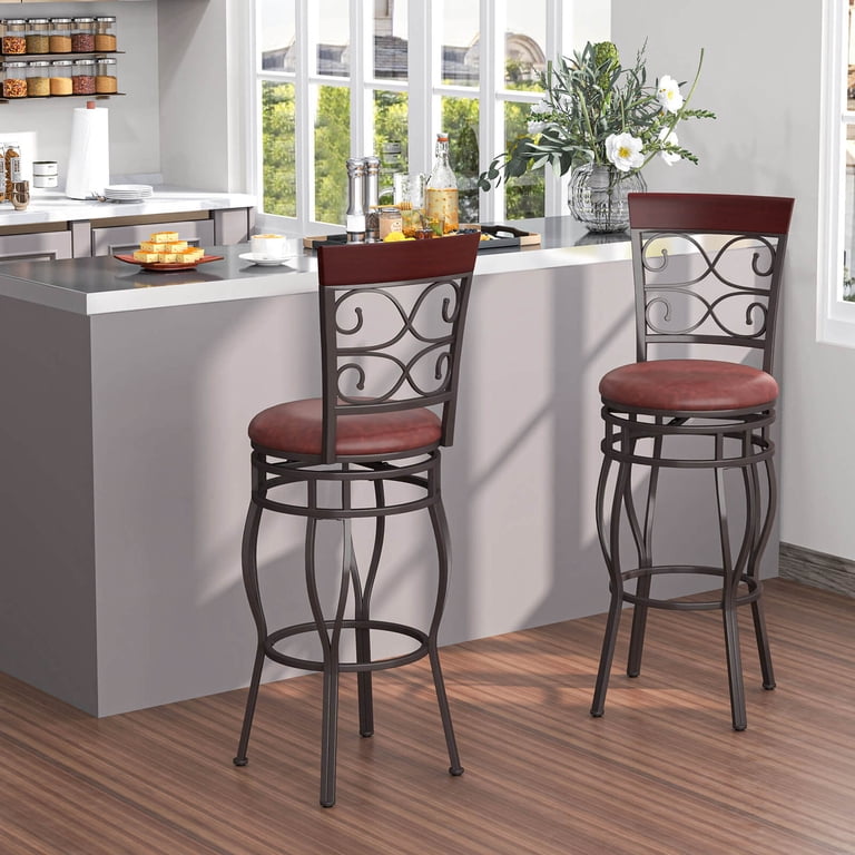 椅子 Vintage Bar chair Set of 2 Vintage Swivel Bar Stools 30'' with Padded Seat, High