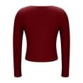 thumbnail image 3 of Uootdi Cropped Long Sleeve Shirts for Women V Neck Stretchy Slim Fit Going Out Tops Lightweight Plain Pullover Basic Y2K Tops Gift, 3 of 9
