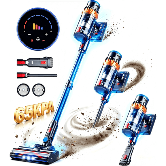 Cordless Vacuum Cleaner 65KPa 65mins Stick Lightweight for Carpet Hardwood Floor