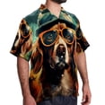 thumbnail image 2 of Retro Dog Men's Hawaiian Printed Short Sleeve Button Down Casual Beach Shirt's, Unisex, 2 of 6