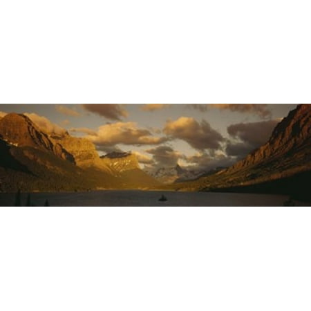 Mountains surrounding a lake St Mary Lake Glacier Bay National Park Montana USA Canvas Art - Panoramic Images (18 x
