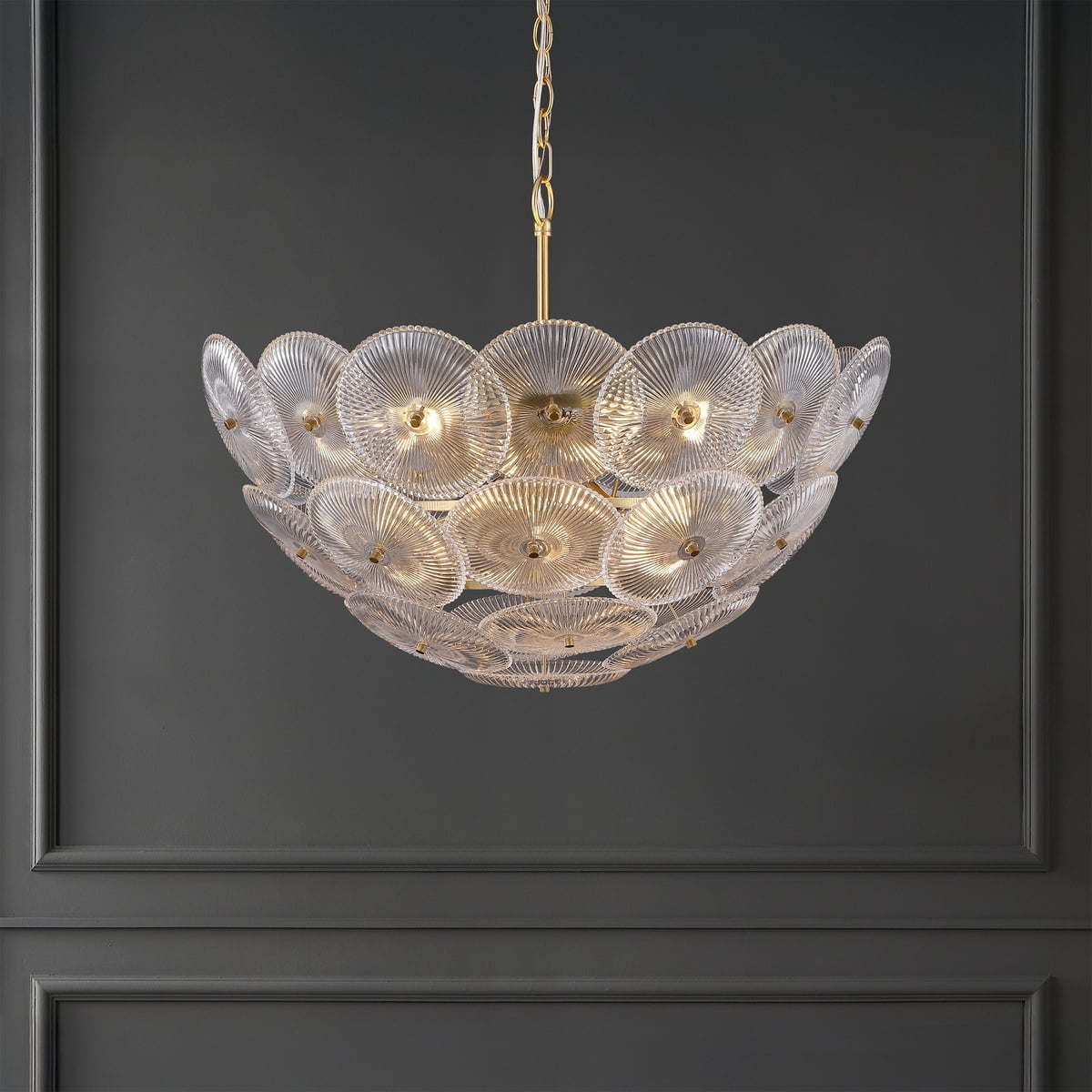 Safavieh Counture Alberta Glass and Metal Chandelier, Clear/Gold