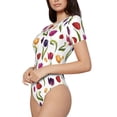 thumbnail image 2 of Daiia Tulips Flowers print Women's Crew Neck Short Sleeve Bodysuit Fashion Tops Fit Casual Basic Extender Bodysuit-Medium, 2 of 9