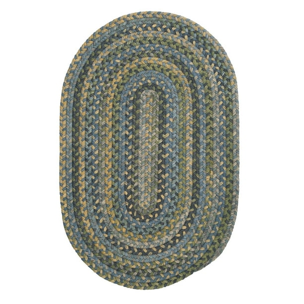 9' Blue and Yellow Braided Round Area Throw Rug