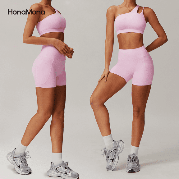HonaMona-Fleece Slim-Fit Backless Yoga Set - Stretchy High-Waist Activewear for Women, Running & Fitness Sports Suit Skinny Sportswear new  work  out  clothes