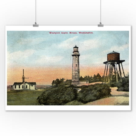 Westport, Washington - View of the Westport Light House (9x12 Art Print, Wall Decor Travel ...
