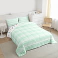 thumbnail image 3 of Feelyou Modern Abstract Ombre Queen Comforter Set for Teens, Green Lines Stripes Bedding Sets, Simple Fashion Style Reversible Bedding Comforter Set, Lightweight Room Decor, 3 Pieces, 3 of 8