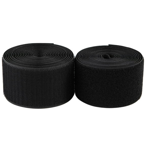 2 Inch Nylon Hook and Loop Tape, Sew On Fabric Fastener Strips for Clothing DIY Crafts, Strong Grip Reusable Closure, Black
