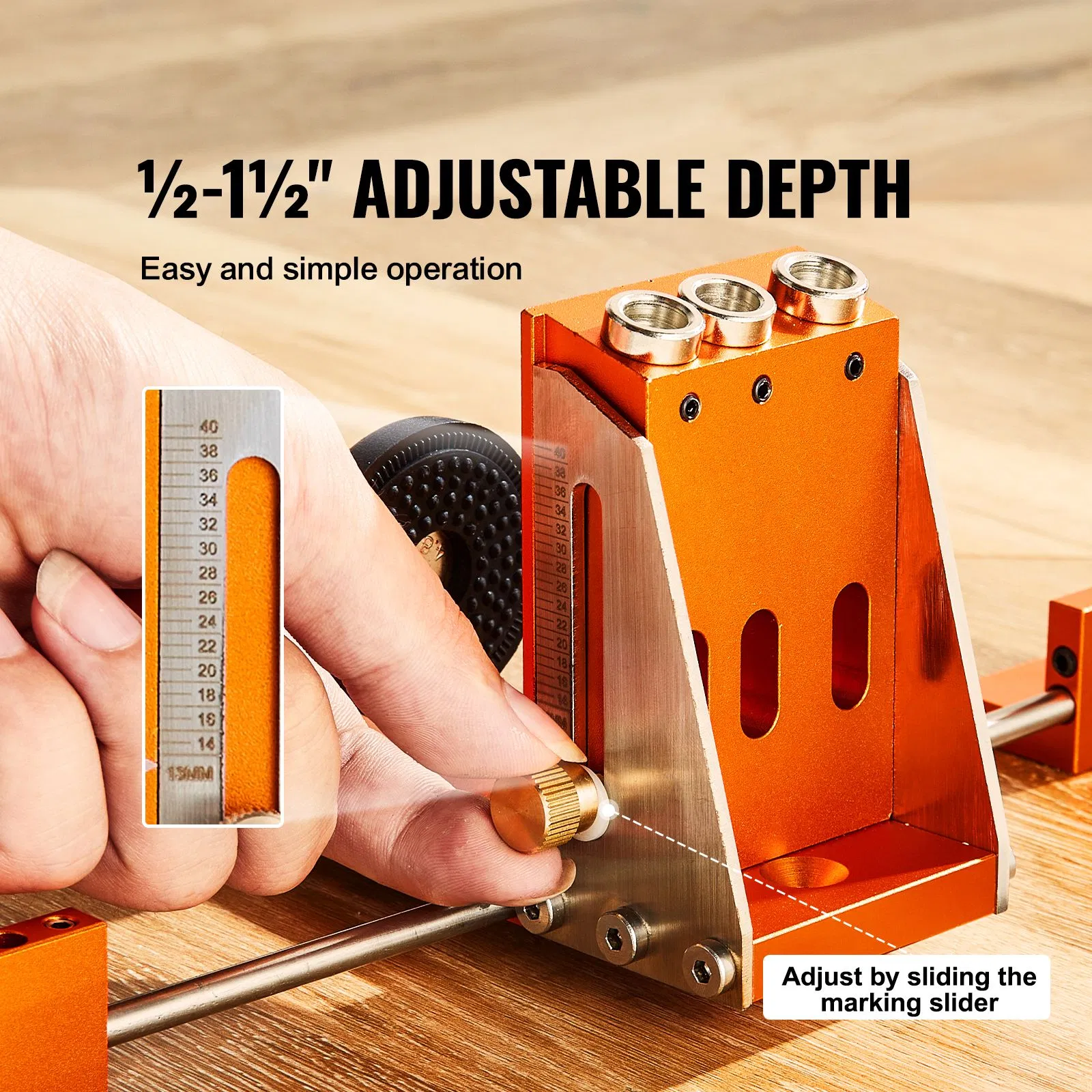 34-Piece Pocket Hole Jig Kit with 11" C-Clamp,Step Drill,Wrenches,and Drive Bits-Adjustable DIY Carpentry System for Perfect Joints