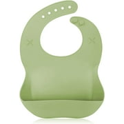 Silicone Baby Bib with 2 Holes for Paper Towel Adjustable Fit Waterproof Soft Bibs for Babies & Toddlers