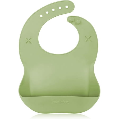 Silicone Baby Bib with 2 Holes for Paper Towel Adjustable Fit Waterproof Soft Bibs for Babies & Toddlers
