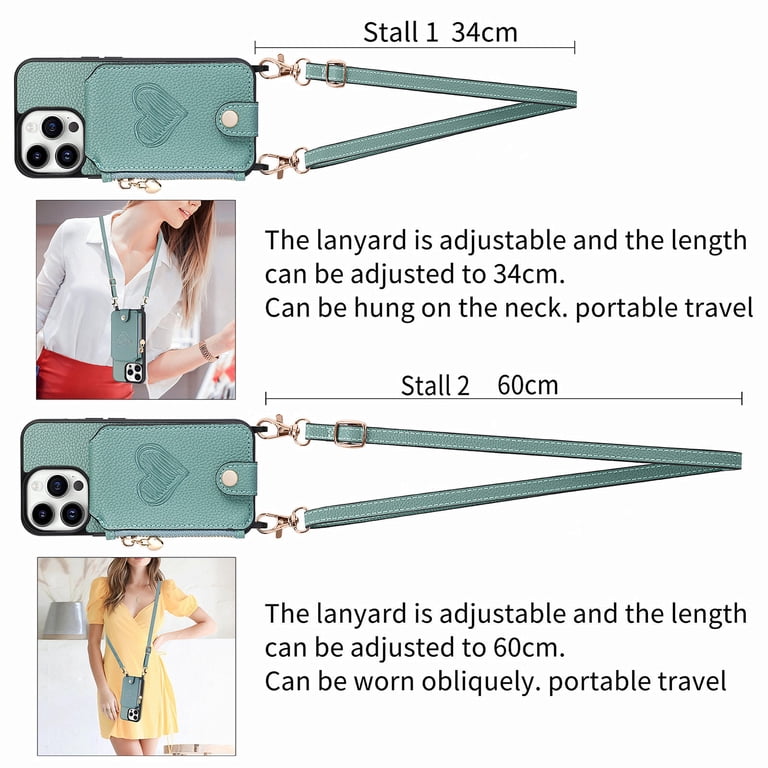 Feishell Crossbody Phone Case for Apple iPhone 15 Pro,Heart