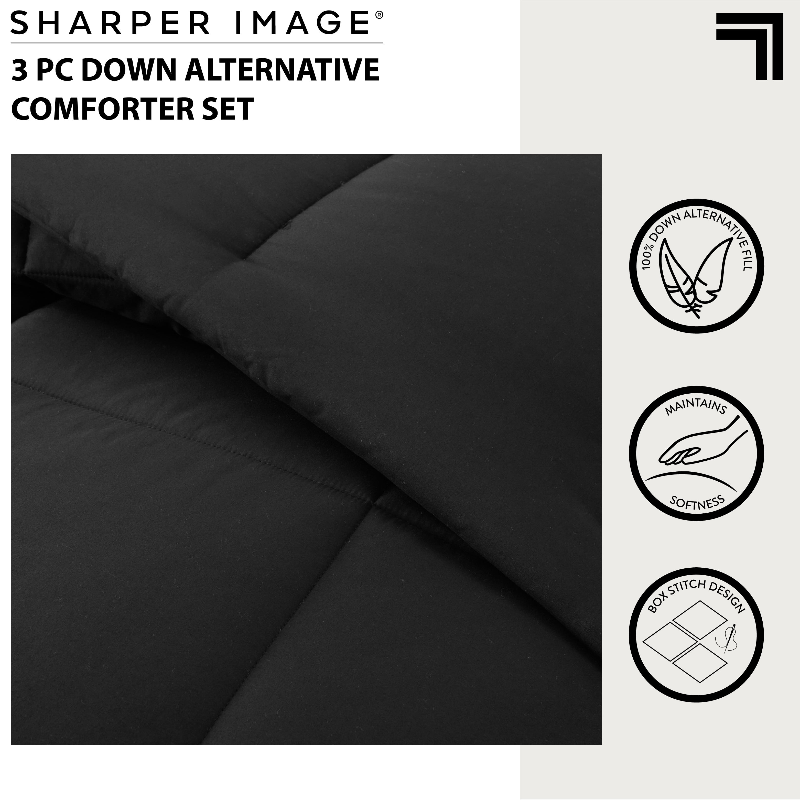 Sharper Image 3-Piece Black Down Alternative Comforter Set, King